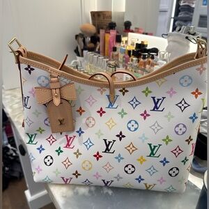 Louis Vuitton White Multicolor Monogram Carryall Shoulder Bag